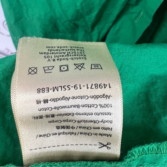 Scotch & Soda dress button up ruffle sleeve detail flowy Vibrant Green Garment - Picture 9 of 11